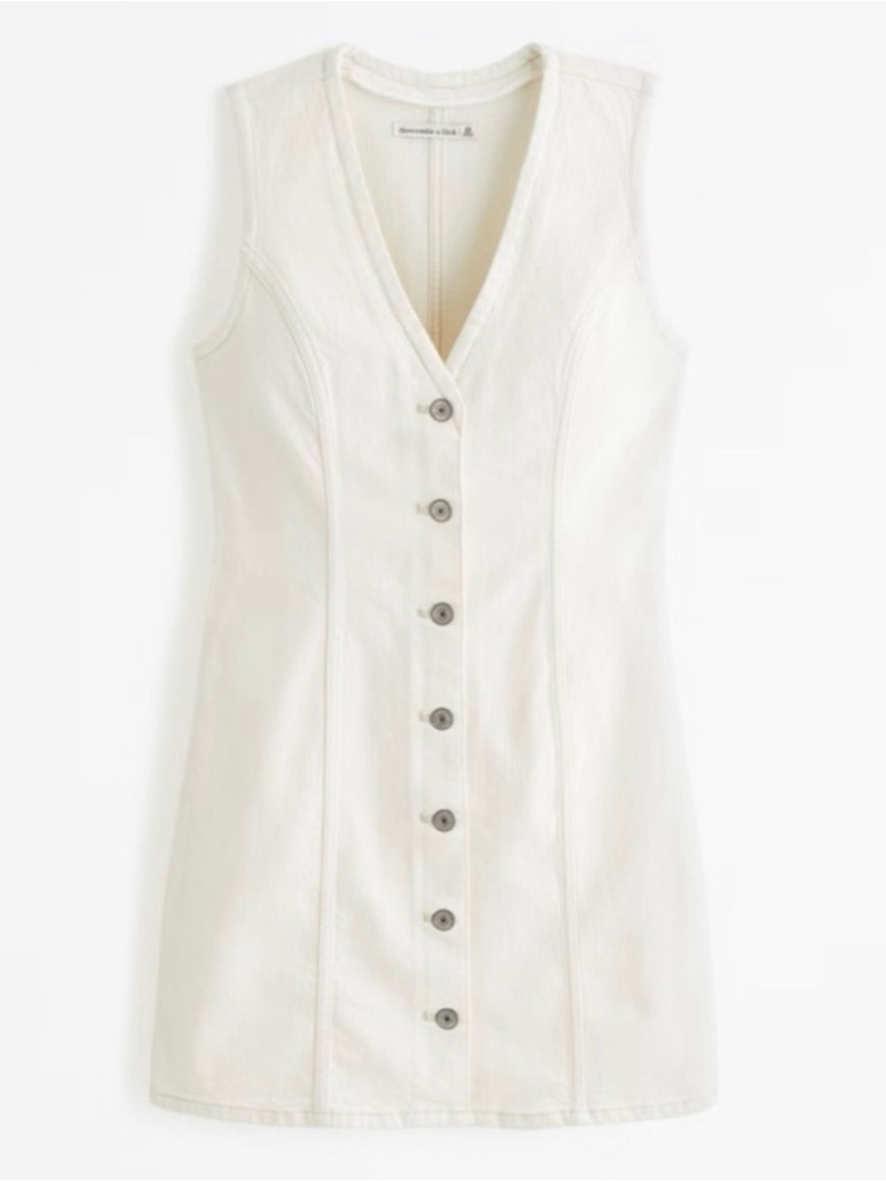 Abercrombie & Fitch Ivory Sleeveless Button-Front Vest Jacket